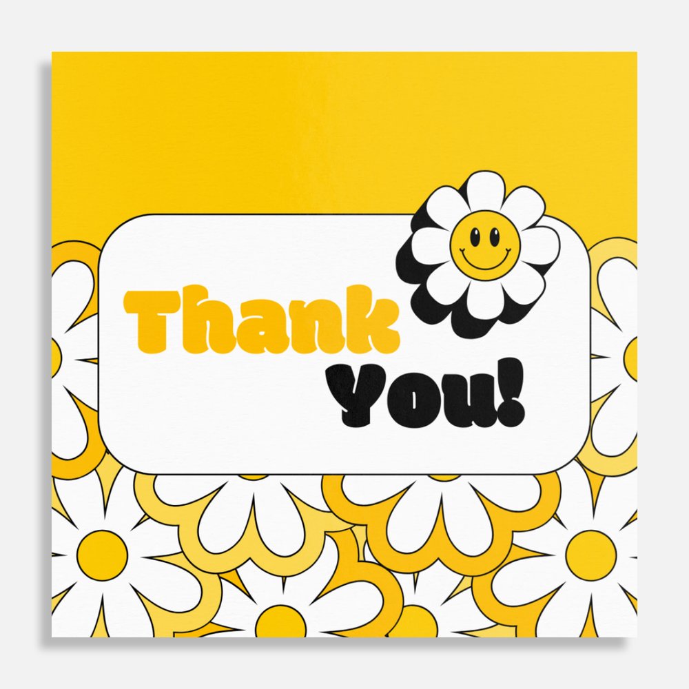 2" x 2" Square daisy thank you card 50/100pcs