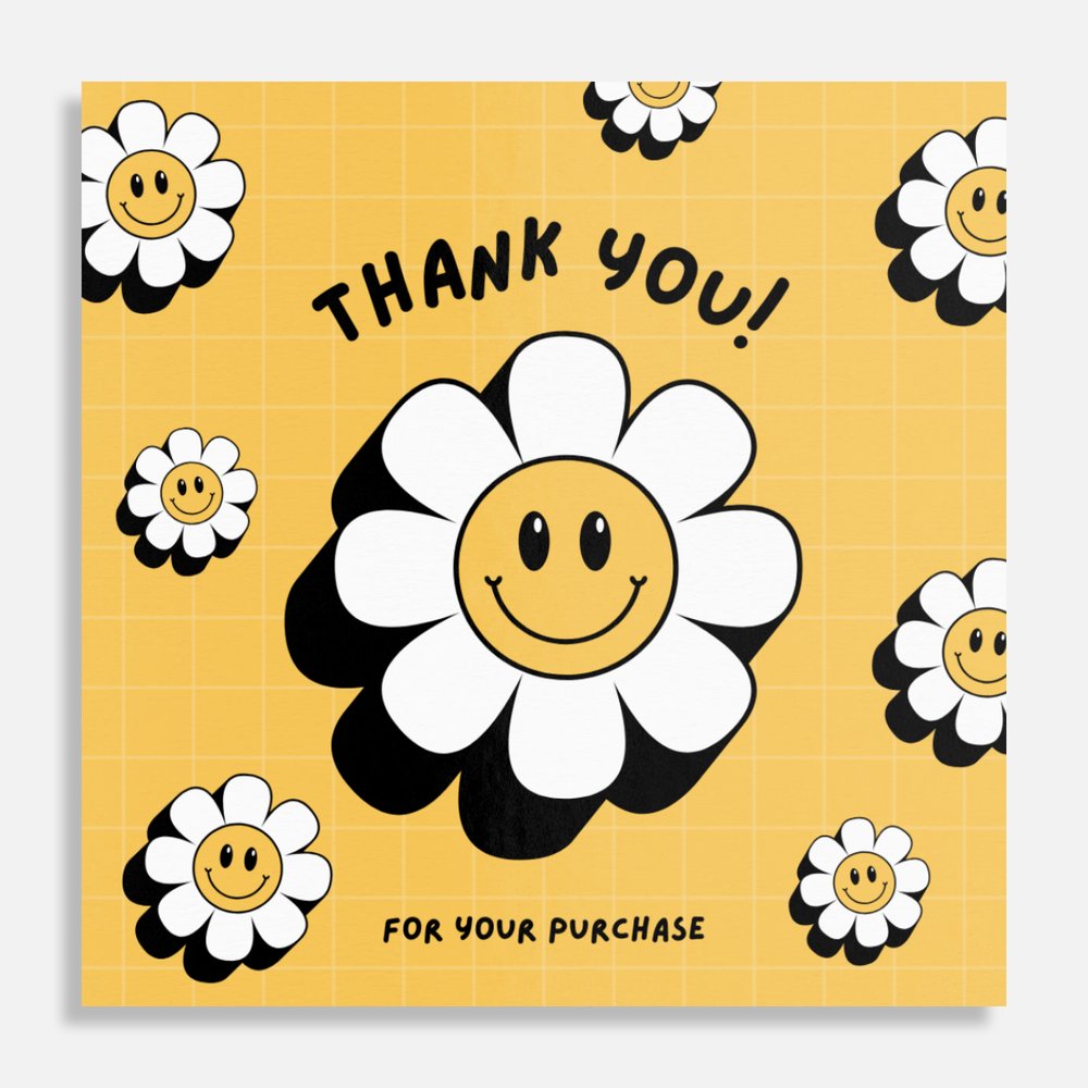 2in x 2in big daisy Thank you card 50/100pcs