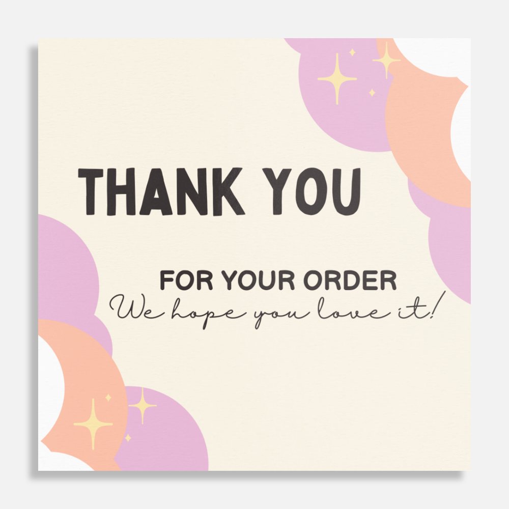 2in x 2in Square Kawaii Thank You Cards 50/100pcs