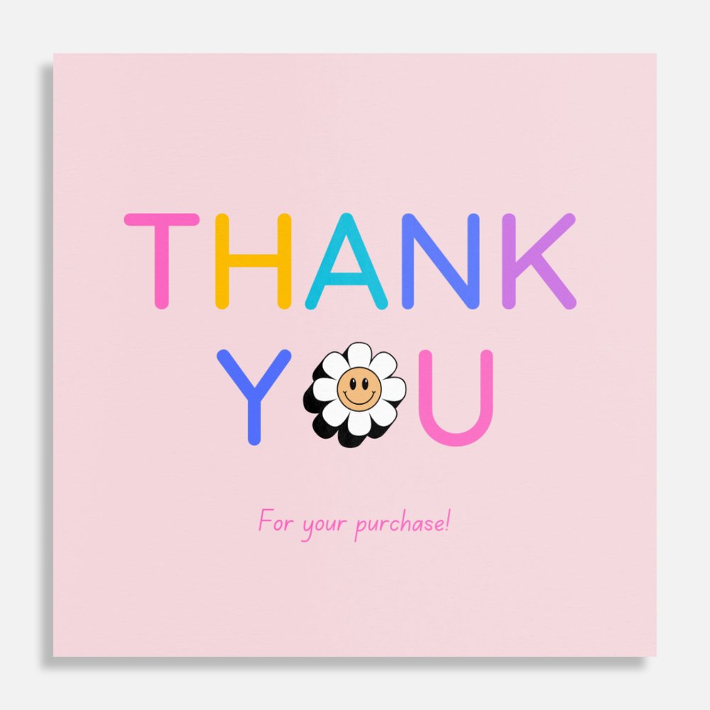 2in x 2in pink daisy Thank you cards 50/100pcs