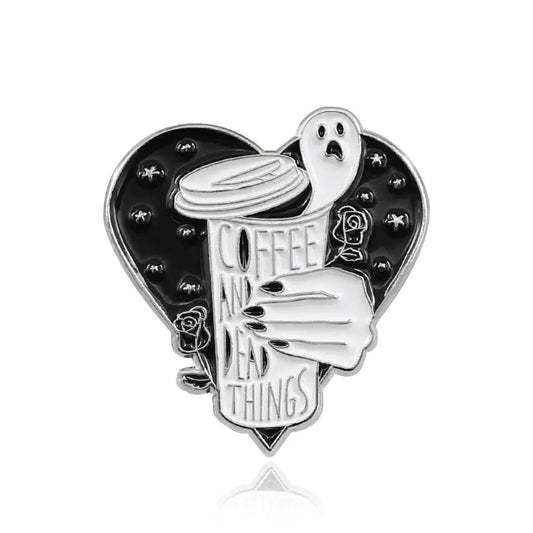 Coffee and Dead Things enamel pin