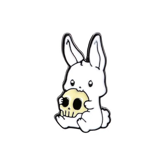 Bunny skull enamel pin