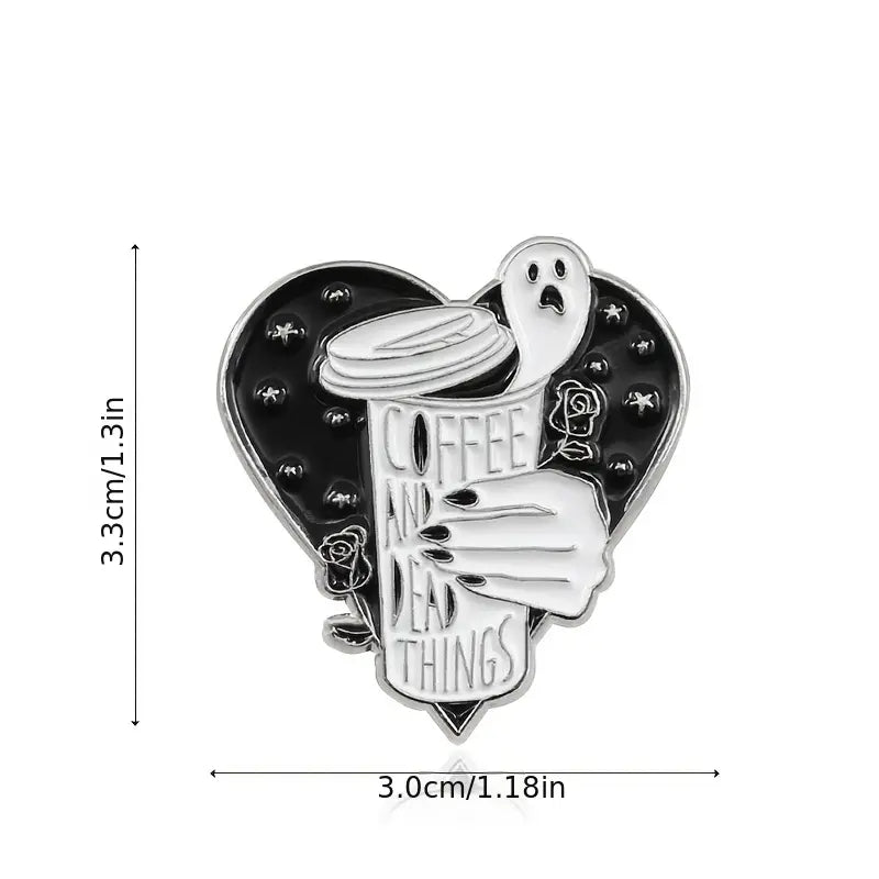 Coffee and Dead Things enamel pin