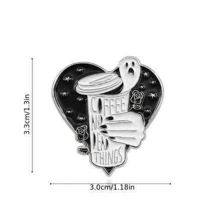 Coffee and Dead Things enamel pin