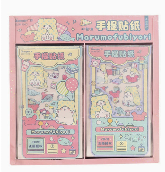 Marumofubiyori licensed Blanket Bear stickers - 1 box (48 pieces a box)