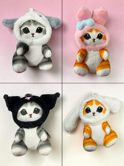 Kawaii Mofu cat plush keychain