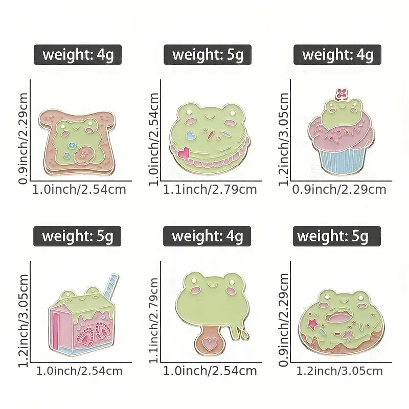 Cute Frog dessert enamel pins