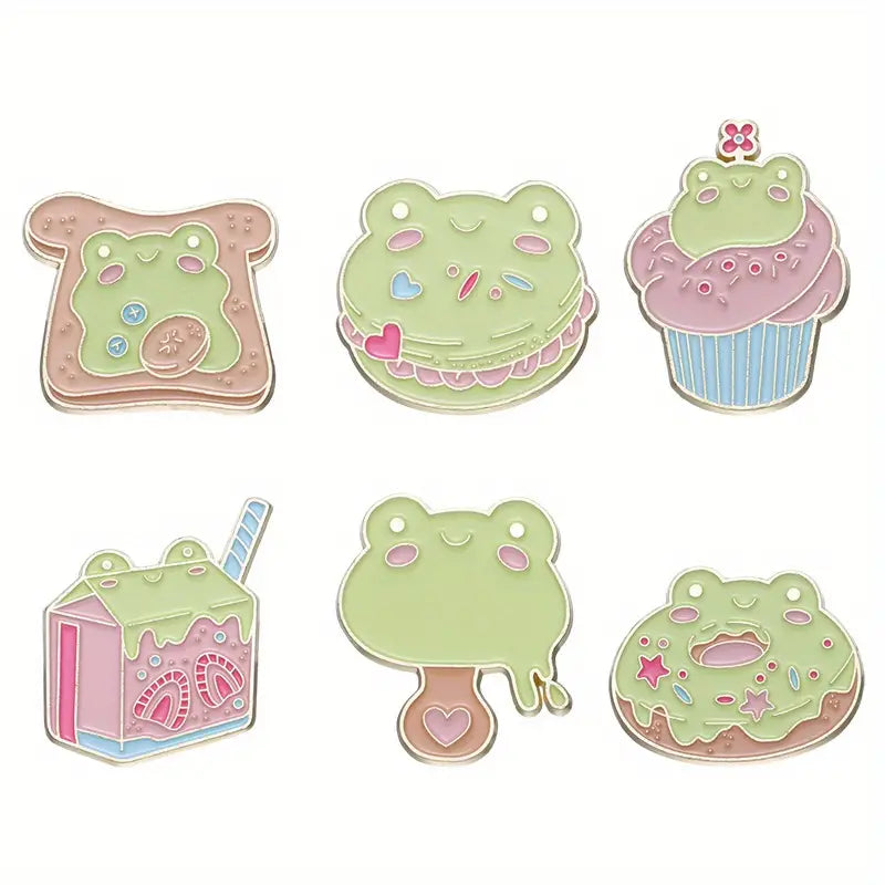 Cute Frog dessert enamel pins