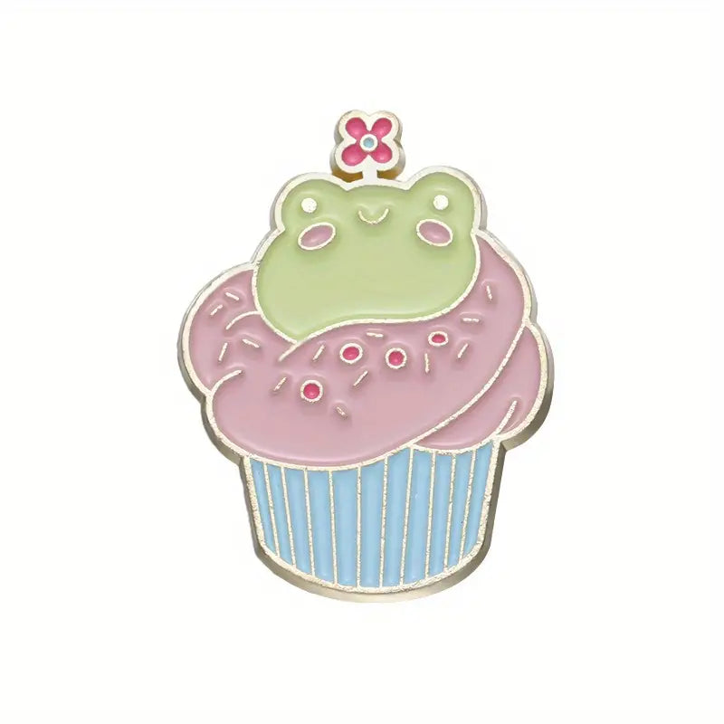 Cute Frog dessert enamel pins