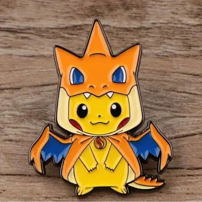 Poncho Pikachu Charizard enamel pin