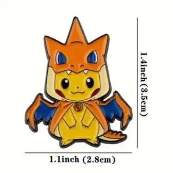 Poncho Pikachu Charizard enamel pin