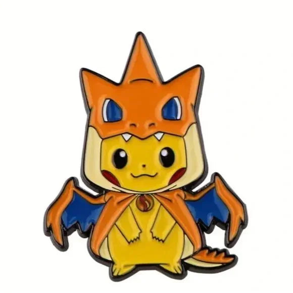 Poncho Pikachu Charizard enamel pin